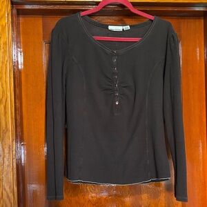 Dkny Black Long-Sleeve Henley Top